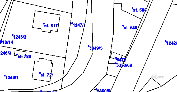 Parcela st. 3349/5 v KÚ Hradec nad Svitavou, Katastrální mapa