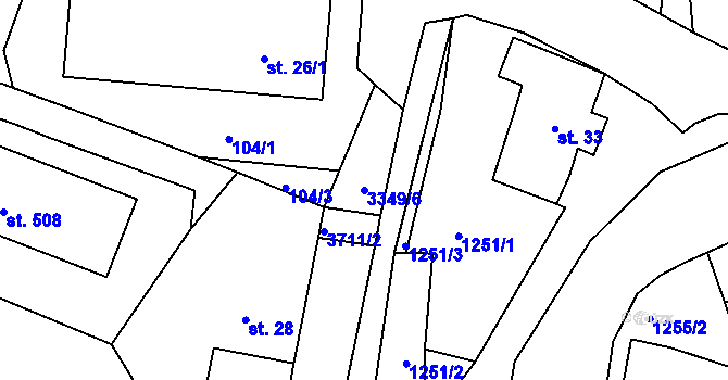 Parcela st. 3349/6 v KÚ Hradec nad Svitavou, Katastrální mapa