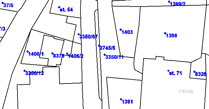 Parcela st. 3350/11 v KÚ Hradec nad Svitavou, Katastrální mapa