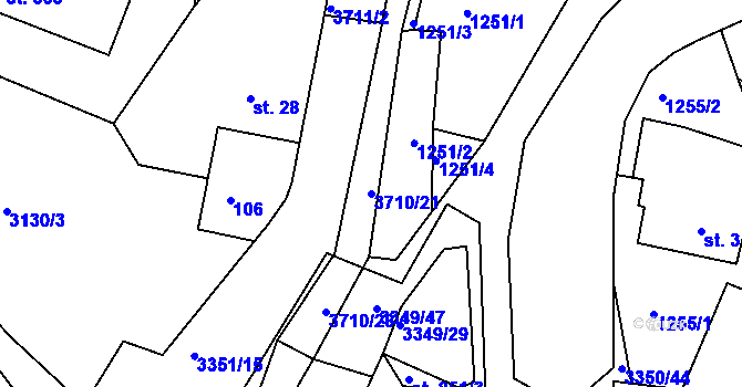 Parcela st. 3710/21 v KÚ Hradec nad Svitavou, Katastrální mapa
