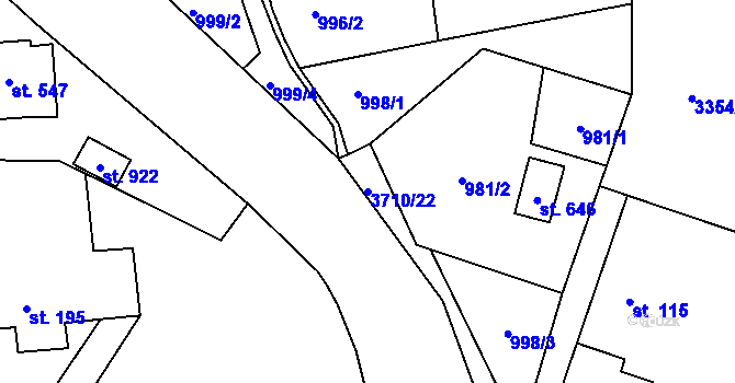 Parcela st. 3710/22 v KÚ Hradec nad Svitavou, Katastrální mapa