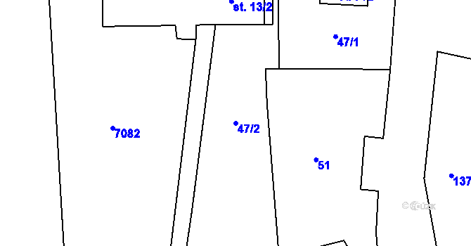 Parcela st. 47/2 v KÚ Hradec nad Svitavou, Katastrální mapa