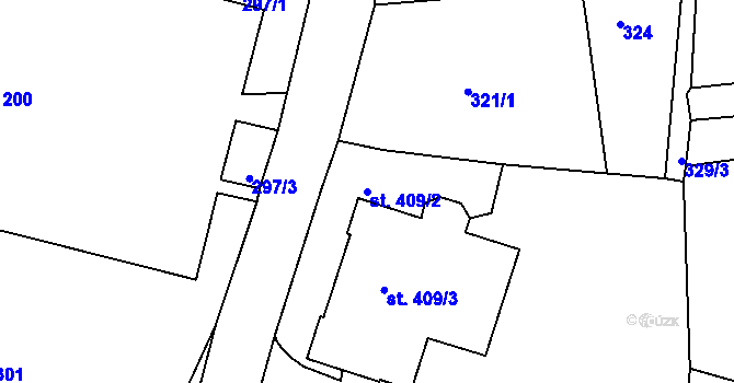 Parcela st. 409/2 v KÚ Hradec nad Svitavou, Katastrální mapa