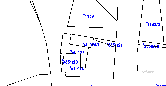 Parcela st. 978/1 v KÚ Hradec nad Svitavou, Katastrální mapa