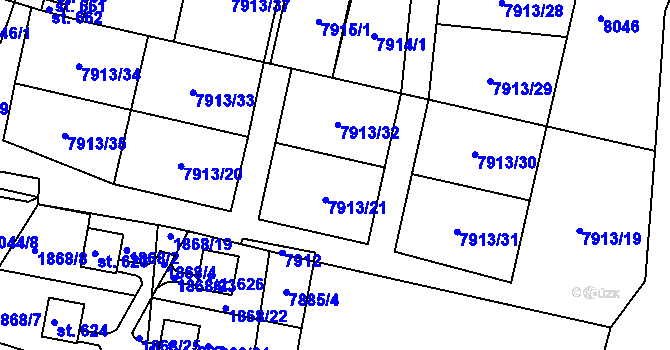 Parcela st. 7913 v KÚ Hradec nad Svitavou, Katastrální mapa