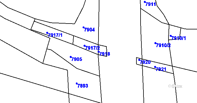 Parcela st. 7918 v KÚ Hradec nad Svitavou, Katastrální mapa