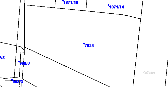 Parcela st. 7934 v KÚ Hradec nad Svitavou, Katastrální mapa