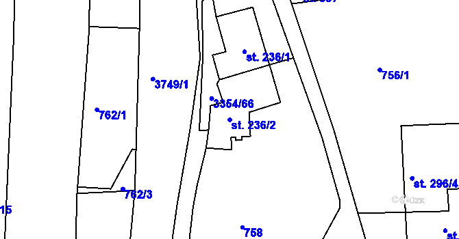 Parcela st. 236/2 v KÚ Hradec nad Svitavou, Katastrální mapa