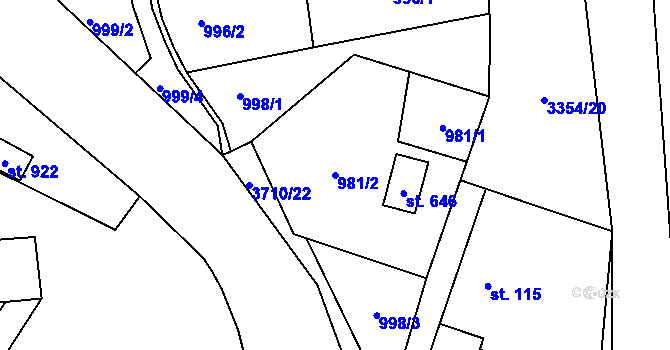 Parcela st. 981/2 v KÚ Hradec nad Svitavou, Katastrální mapa