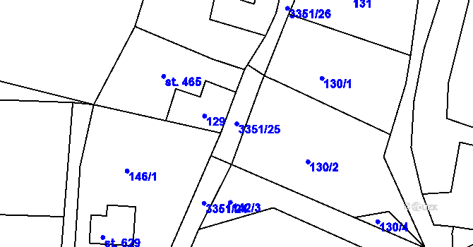 Parcela st. 3351/25 v KÚ Hradec nad Svitavou, Katastrální mapa