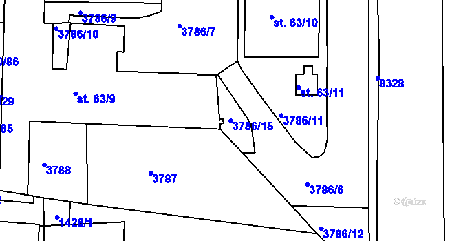 Parcela st. 3786/15 v KÚ Hradec nad Svitavou, Katastrální mapa