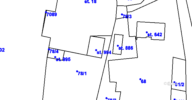 Parcela st. 994 v KÚ Hradec nad Svitavou, Katastrální mapa