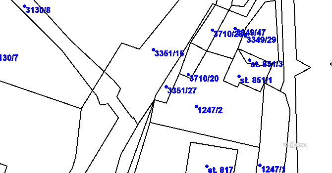 Parcela st. 3351/27 v KÚ Hradec nad Svitavou, Katastrální mapa