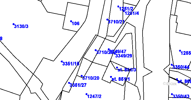 Parcela st. 3710/28 v KÚ Hradec nad Svitavou, Katastrální mapa