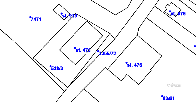 Parcela st. 3355/72 v KÚ Hradec nad Svitavou, Katastrální mapa