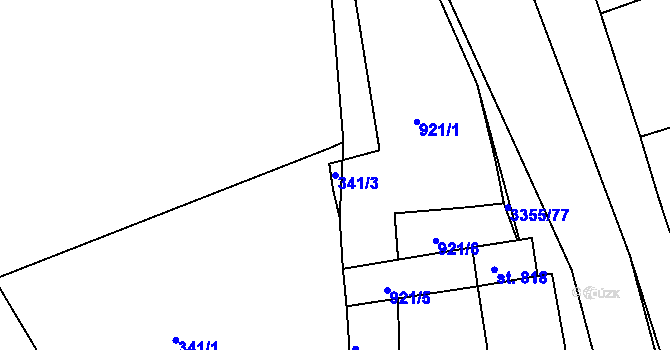 Parcela st. 341/3 v KÚ Hradec nad Svitavou, Katastrální mapa