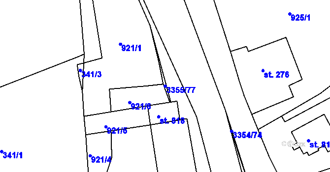 Parcela st. 3355/77 v KÚ Hradec nad Svitavou, Katastrální mapa