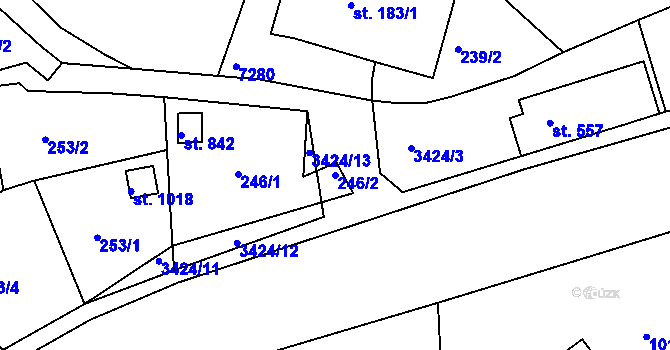 Parcela st. 246/2 v KÚ Hradec nad Svitavou, Katastrální mapa