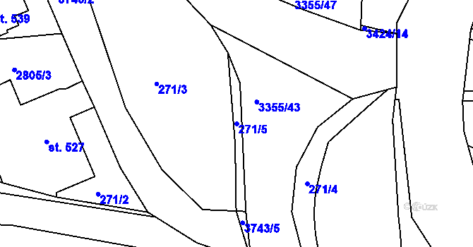 Parcela st. 271/5 v KÚ Hradec nad Svitavou, Katastrální mapa