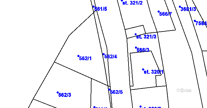 Parcela st. 562/4 v KÚ Hradec nad Svitavou, Katastrální mapa