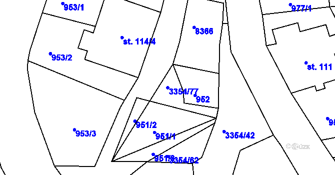 Parcela st. 3354/77 v KÚ Hradec nad Svitavou, Katastrální mapa