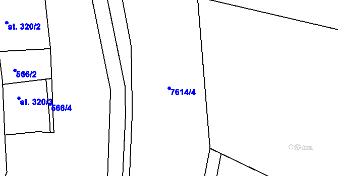 Parcela st. 7614/4 v KÚ Hradec nad Svitavou, Katastrální mapa