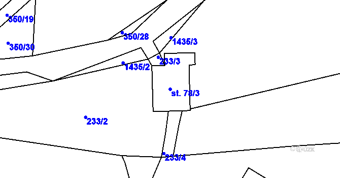 Parcela st. 78/3 v KÚ Hradecko, Katastrální mapa