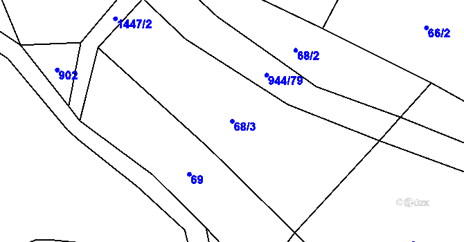Parcela st. 68/3 v KÚ Hradecko, Katastrální mapa