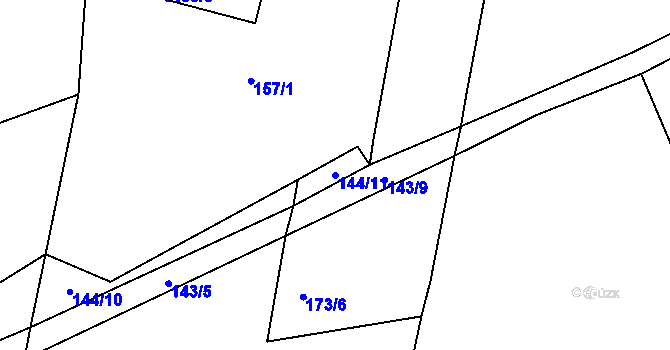 Parcela st. 144/11 v KÚ Hradecko, Katastrální mapa