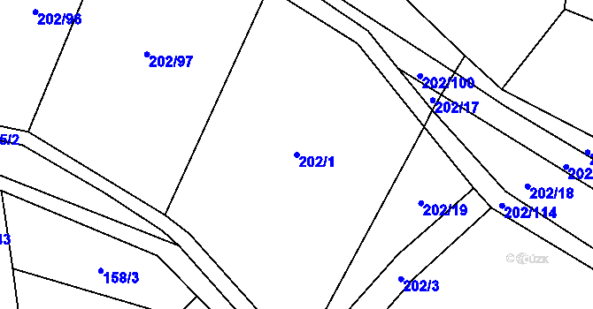 Parcela st. 202/1 v KÚ Hradecko, Katastrální mapa