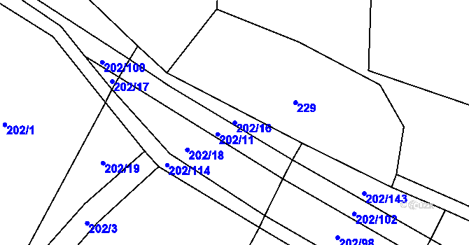 Parcela st. 202/16 v KÚ Hradecko, Katastrální mapa