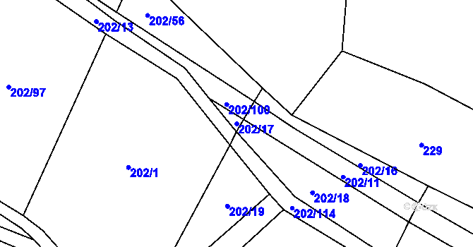 Parcela st. 202/17 v KÚ Hradecko, Katastrální mapa