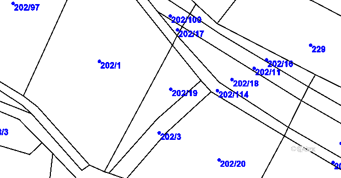 Parcela st. 202/19 v KÚ Hradecko, Katastrální mapa