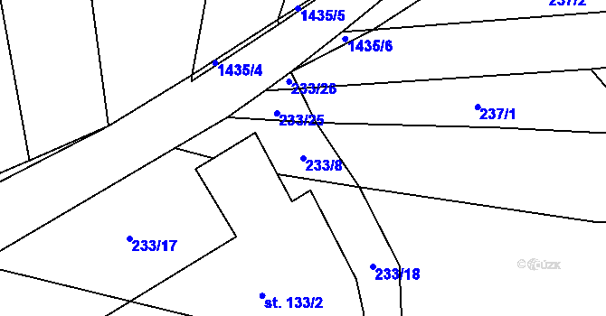 Parcela st. 233/8 v KÚ Hradecko, Katastrální mapa