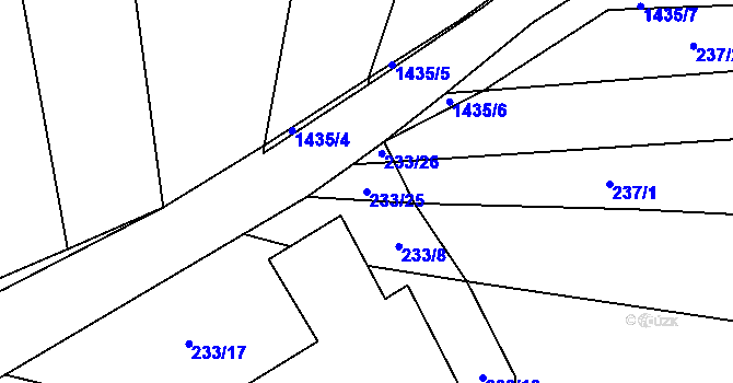 Parcela st. 233/25 v KÚ Hradecko, Katastrální mapa
