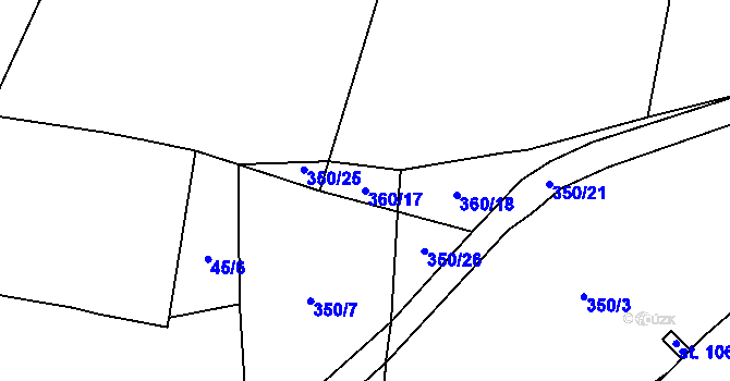 Parcela st. 360/17 v KÚ Hradecko, Katastrální mapa