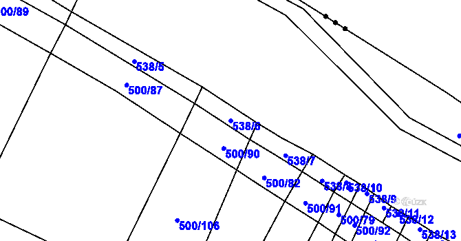 Parcela st. 538/6 v KÚ Hradecko, Katastrální mapa