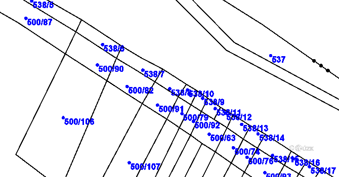 Parcela st. 538/8 v KÚ Hradecko, Katastrální mapa