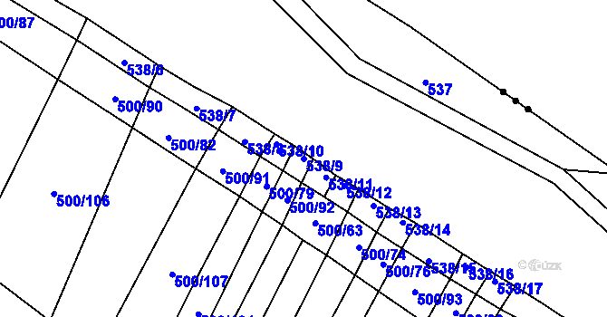 Parcela st. 538/9 v KÚ Hradecko, Katastrální mapa