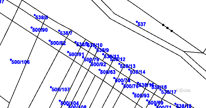 Parcela st. 538/11 v KÚ Hradecko, Katastrální mapa