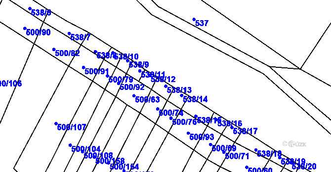 Parcela st. 538/13 v KÚ Hradecko, Katastrální mapa