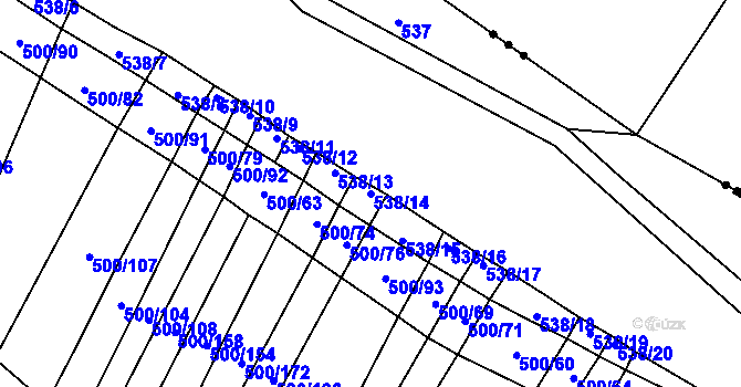 Parcela st. 538/14 v KÚ Hradecko, Katastrální mapa
