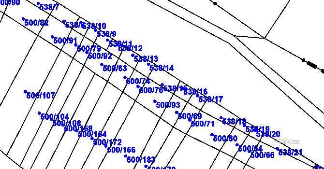 Parcela st. 538/15 v KÚ Hradecko, Katastrální mapa