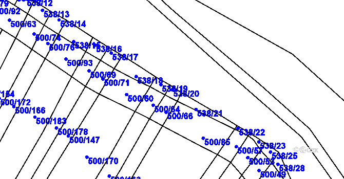 Parcela st. 538/20 v KÚ Hradecko, Katastrální mapa