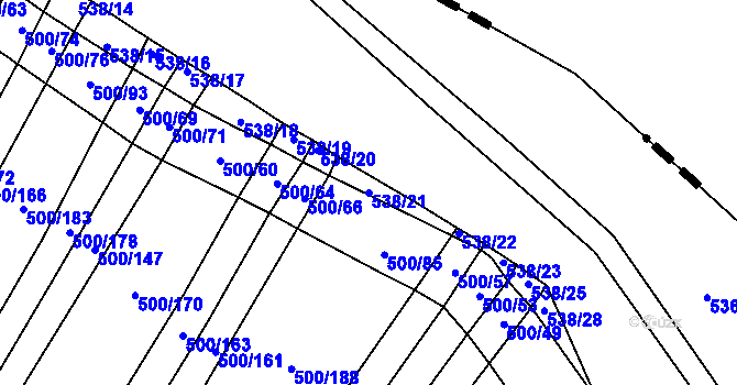 Parcela st. 538/21 v KÚ Hradecko, Katastrální mapa