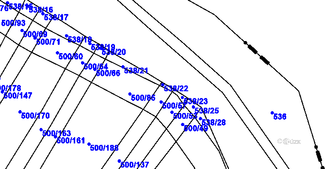 Parcela st. 538/22 v KÚ Hradecko, Katastrální mapa