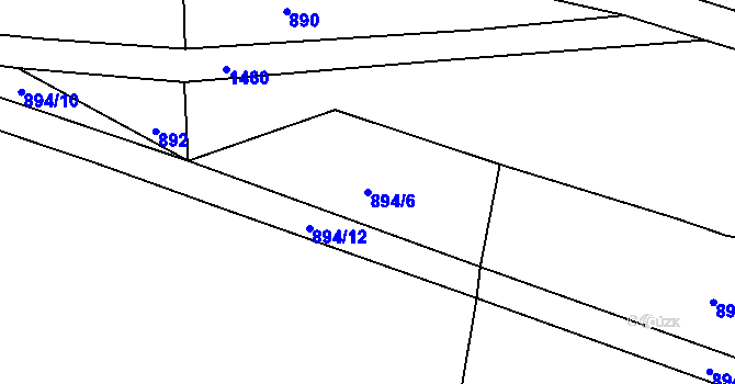 Parcela st. 894/6 v KÚ Hradecko, Katastrální mapa