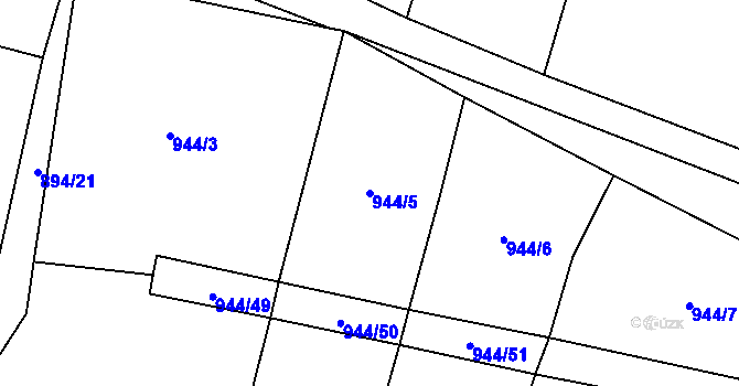 Parcela st. 944/5 v KÚ Hradecko, Katastrální mapa
