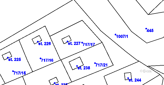 Parcela st. 717/17 v KÚ Hradečno, Katastrální mapa
