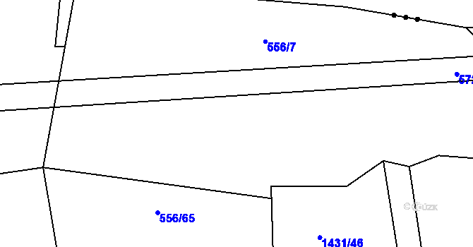 Parcela st. 556/63 v KÚ Hradečno, Katastrální mapa